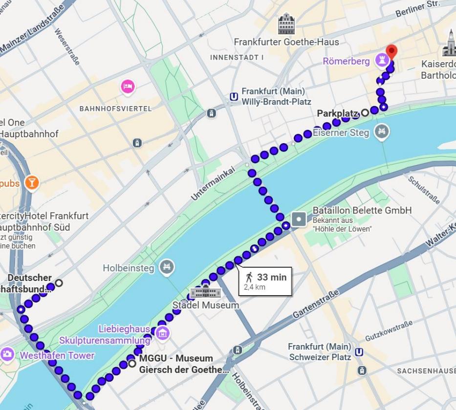 Karte der Route des Demonstrationszuges